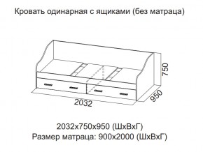 Кровать одинарная с ящиками (Без матраца 0,9*2,0) в Добрянке - dobryanka.magazin-mebel74.ru | фото