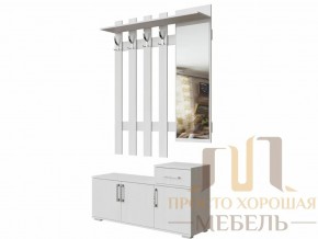 Вешалка с зеркалом 1,0 м №3 Ясень Анкор светлый в Добрянке - dobryanka.magazin-mebel74.ru | фото